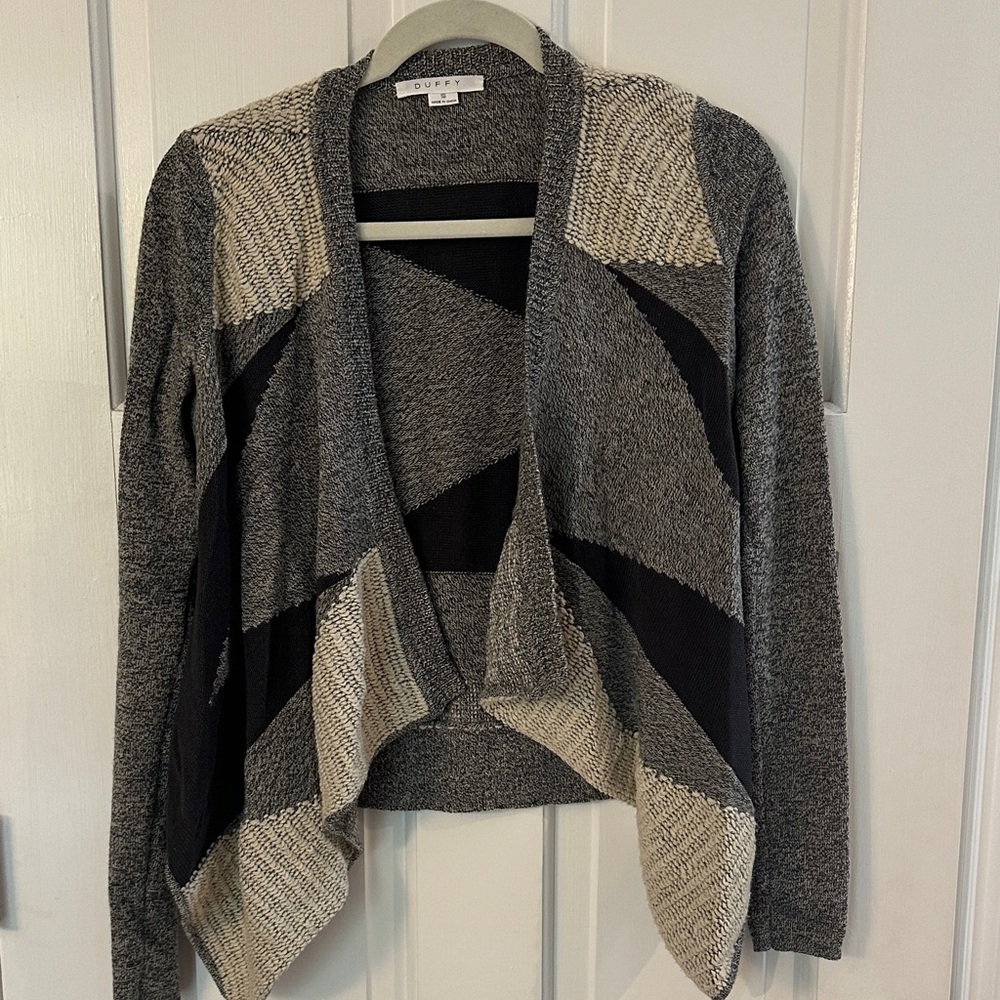 Chic Geometric Open-Front Cardigan